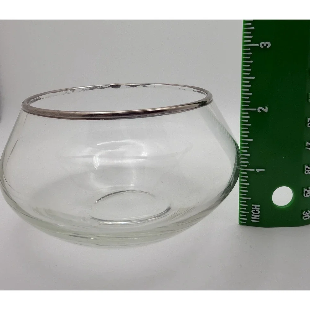 MCM‎ Vintage Fostoria Creamer & Sugar Bowl Silver Rim 2.5